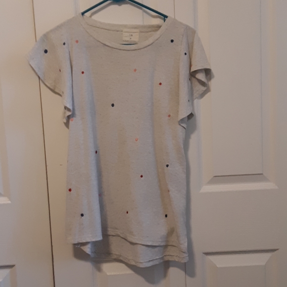 Anthropologie Heather Gray Embroidered Dotted Top - Picture 1 of 3